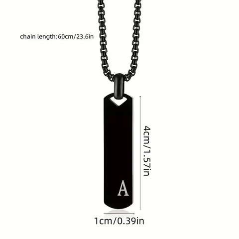 Minimalistische Edelstahl Initial Anhänger Halskette Für Herren Damen Rechteck Bar Buchstaben A-Z Hip Hop Schmuck Schwarz Silber Kette