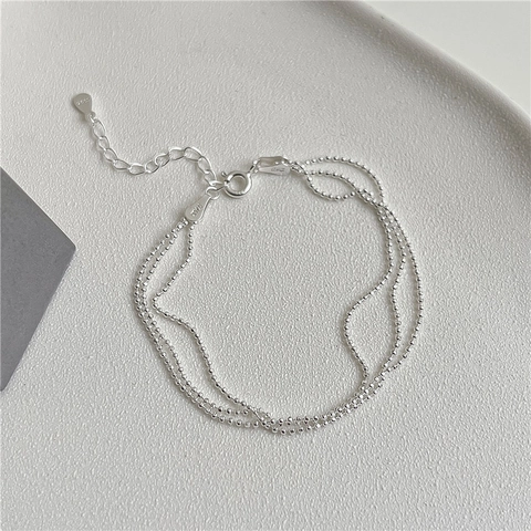 925 Sterlingsilber Dreilagiges Perlenkette Armband Für Damen Minimalistisch Verstellbar Glitzer Handschmuck Schmuck Zubehör Geschenk