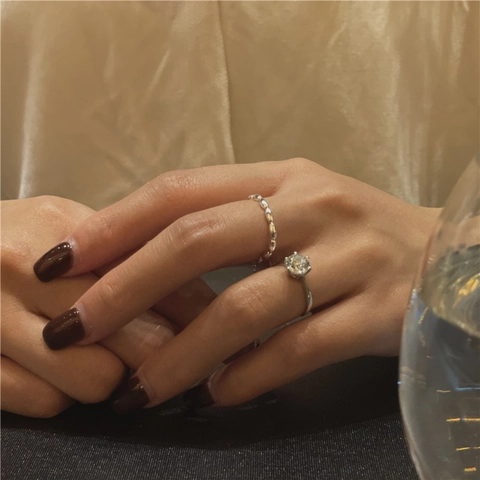 Anello Regolabile in Argento Sterling S925 Con Catena a Sfere per Donna Stile Coreano Minimalista Anello Lucidato Gioielli Regalo