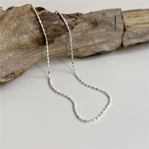 Collier Perlé Scintillant en Argent Sterling S925 Chaîne de Clavicule Facettée à Cube Géométrique Bijoux Choker Minimalistes Pour Femmes