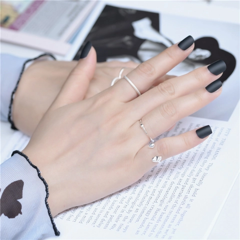 S925 Sterling Silver Minimalist Ring For Women Matte Frosted Texture Retro Style Artistic Geometric Stacking Finger Ring