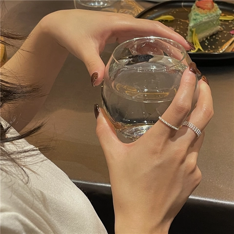 Anillo de Cadena Elástica de Cuentas Circulares de Triple Capa de Plata de Ley S925 para Mujer Joyería Ajustable Brillante