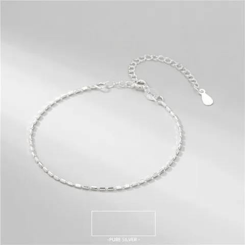 Pulsera de Cuentas de Plata de Ley 925 para Mujer Cadena de Cubo Geométrico Brillante Joyería Minimalista Ajustable Regalo