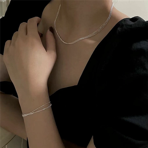 925 Sterlingsilber Dreilagiges Perlenkette Armband Für Damen Minimalistisch Verstellbar Glitzer Handschmuck Schmuck Zubehör Geschenk
