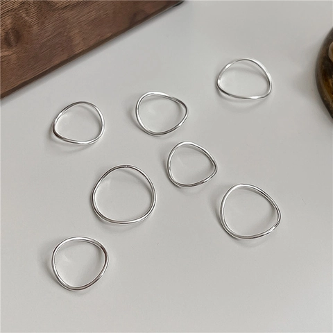 925 Sterling Silver Wavy Curved Stackable Rings For Women Minimalist Knuckle Band Thin Line Finger Ring Jewelry Gift