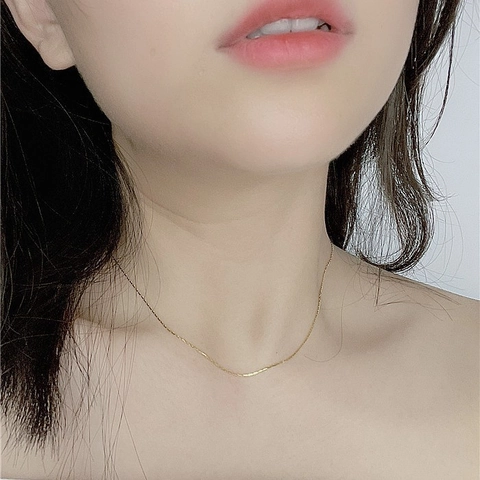 Collar de Cadena Delgada de Plata de Ley S925 Minimalista Para Mujer Collar de Clavícula de Cadena de Caja Básica Oro Plata
