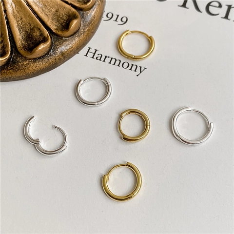 Orecchini a Cerchio Minimalisti in Argento Sterling S925 per Donna Placcati in Oro 18K Orecchini con Fibbia Huggie Geometrici Gioielli
