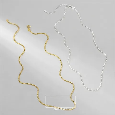 Collana in Argento Sterling 925 con Catena Figaro Minimalista per Donna Placcato Oro Argento Semplice Catena a Strati Gioielli Moda