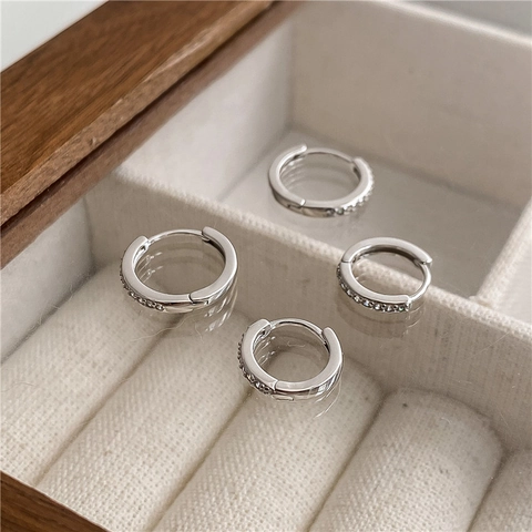 925 Sterling Zilveren Huggie Oorbellen Voor Dames Heren Klassiek Geometrisch Rij Strass Minimalistische Sierlijke Dagelijkse Sieraden Cadeau
