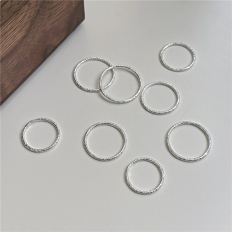 925 Sterling Silver Tin Foil Texture Minimalist Ring For Women Retro Hammered Texture Geometric Knuckle Finger Jewelry