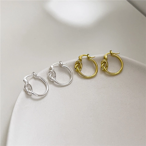 925 Sterlingsilber Knoten Ohrringe Für Damen Minimalistisch Torsionsknoten Creolen Koreanische Mode Schmuck Geschenk