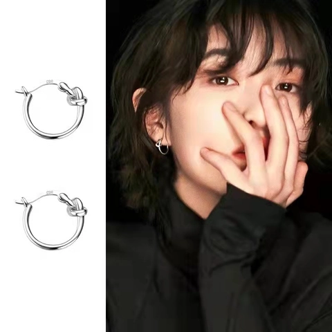 925 Sterlingsilber Knoten Ohrringe Für Damen Minimalistisch Torsionsknoten Creolen Koreanische Mode Schmuck Geschenk