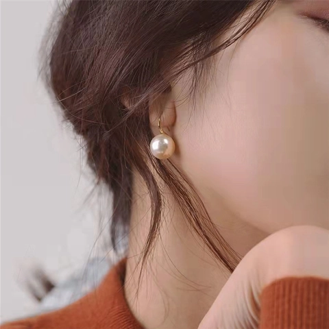 Pendientes de Perla Artificial de Plata de Ley S925 para Mujer Elegantes Ganchos Chapados en Oro Plata Joyería de Regalo