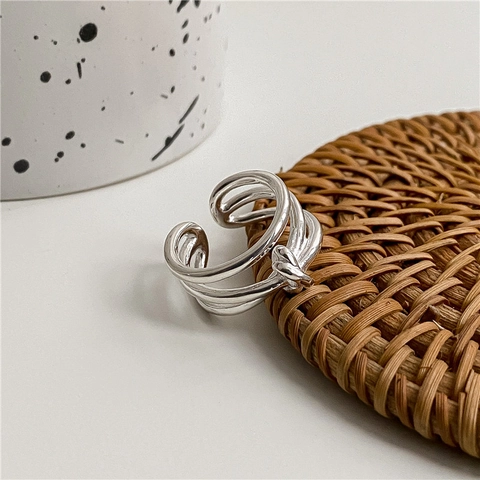 925 Sterlingsilber Layered Knoten Offener Ring Für Damen Herren Unisex Minimalistisch Verdreht Geometrisch Poliert Ring Schmuck