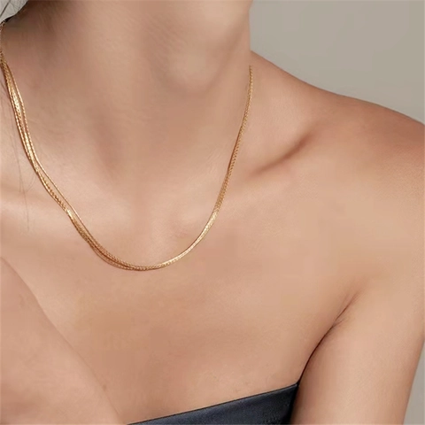 S925 Plata de Ley Collar Multicapa Brillante Retro Seda Fina Satén Cadena Clavícula Minimalista Cadena Fina Joyería Mujer