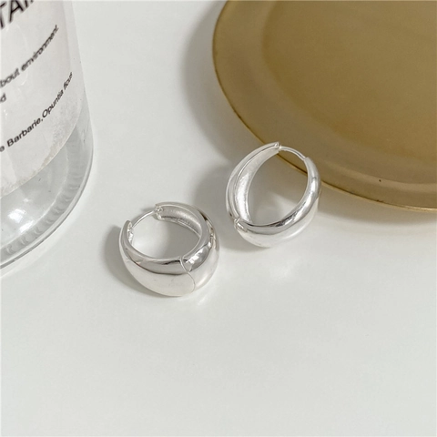 Orecchini a Cerchio a U in Argento Sterling S925 per Donna Orecchino a Clip Minimalista a Specchio a Superficie Larga