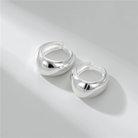 Orecchini a Cerchio a U in Argento Sterling S925 per Donna Orecchino a Clip Minimalista a Specchio a Superficie Larga
