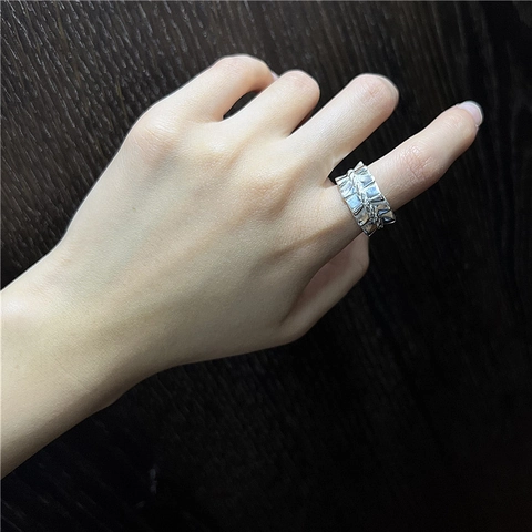 925 Sterlingsilber Offener Ring Für Damen Vintage Gefaltet Gedreht Design Verstellbar Minimalistisch Koreanischer Stil Schmuck