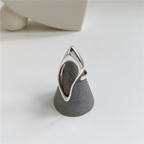 Anillo Abierto Irregular de Plata de Ley S925 para Mujer Anillo de Dedo Ajustable Geométrico Minimalista Joyería de Moda de Tendencia