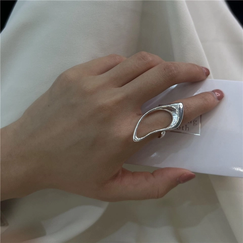 Anillo Abierto Irregular de Plata de Ley S925 para Mujer Anillo de Dedo Ajustable Geométrico Minimalista Joyería de Moda de Tendencia