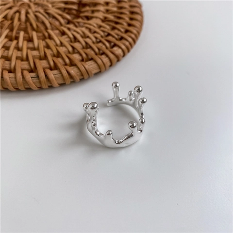 S925 Sterlingsilber Unregelmäßiger Geschmolzener Wachs Oberfläche Ring Minimalistisch Avantgardistische Flüssigmetall Textur Offener Ring Damen Schmuck