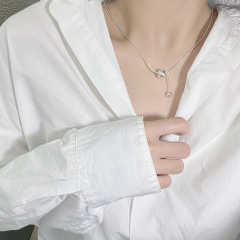 Collana con Pendente a Sfera in Argento Sterling 925 per Donna Catena Minimalista a Osso di Serpente Gioielli Raffinati