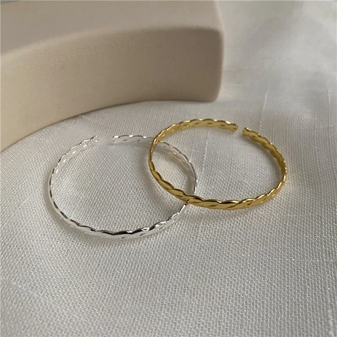 925 Sterlingsilber Verdrehter Armreif Für Damen Offene Manschette Geometrisches Minimalistisches Design Gold Silber Schmuck