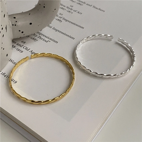 925 Sterlingsilber Verdrehter Armreif Für Damen Offene Manschette Geometrisches Minimalistisches Design Gold Silber Schmuck