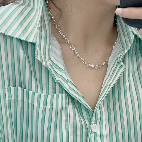 S925 Sterlingsilber Rundperle Halskette Minimalistisch Ovale Gliederkette Hochglanzpoliert Mode Schmuck Für Damen Schlüsselbeinkette