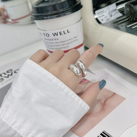 925 Sterlingsilber Minimalistisch Poliert Wassertropfen Offener Ring Für Damen Verstellbar Koreanisch Vintage Mode Finger Schmuck Ring Geschenk