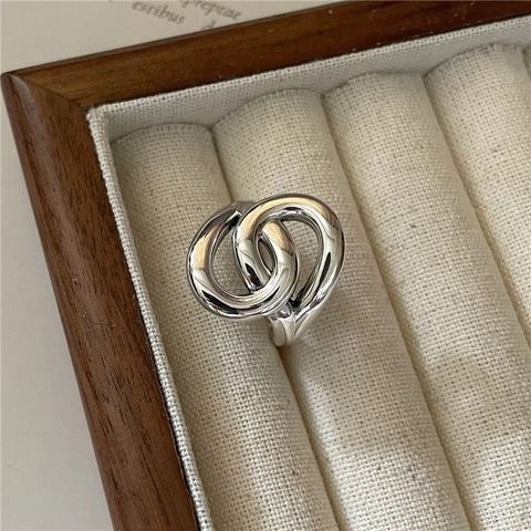 925 Sterlingsilber Geometrischer Überkreuzter Offener Ring Für Damen Minimalistisch Polierte Textur Verstellbarer Fingerring Schmuck Geschenk