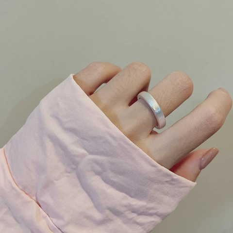 S925 Sterlingsilber Offener Ring Für Damen Gebürstete Textur Minimalistischer Schlichter Bandring Verstellbarer Vintage Matten Fingerring Schmuck Geschenk