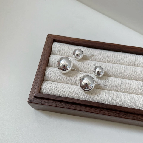 Orecchini a Bottone a Sfera Rotonda in Argento Sterling 925 Minimalista Lucido Geometrico Gioielli per Orecchie Donna Accessori Quotidiani