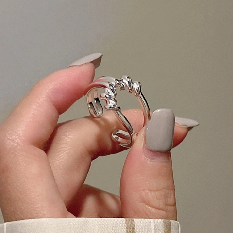 Vintage 925 Sterling Silver Knot Ring For Women Korean Fashion Twisted Adjustable Opening Minimalist Jewelry Daily Finger Ring