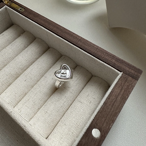 925 Sterlingsilber Herzförmiger Offener Ring Verstellbar Vintage Minimalistischer Modeschmuck Für Damen Alltag Geschenk