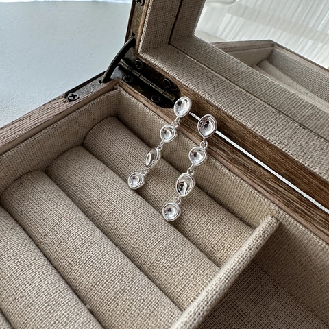 925 Sterling Silver Minimalist Pea Drop Earrings Korean Fashion Polished Fluid Metal Tassel Long Earring Jewelry For Women