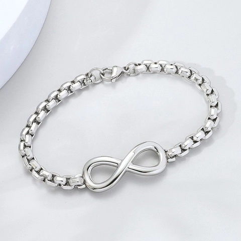 Pulsera Cadena Box Símbolo Infinito Unisex Aleación Galvanizada Plata Negro Minimalism Hip Hop Joyería Moda