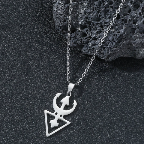 Collana con Ciondolo a Tridente in Acciaio al Titanio Vintage da Uomo Collana Geometrica Retro con Triangolo Invertito