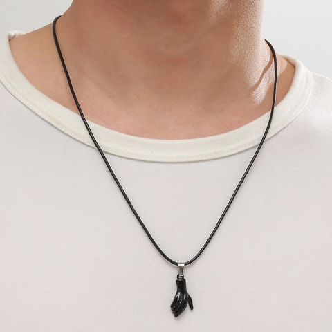 Händedruck Magnetische Paare Halsketten Legierung Anhänger Mit Metallkette Und Schwarzer Kordel Valentinstag Geschenk