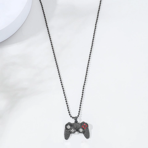 Hip Hop Legierung Game-Controller Anhänger Halskette Strass Mode Perlenkette Schmuck Für Damen Herren Gamer Geschenk