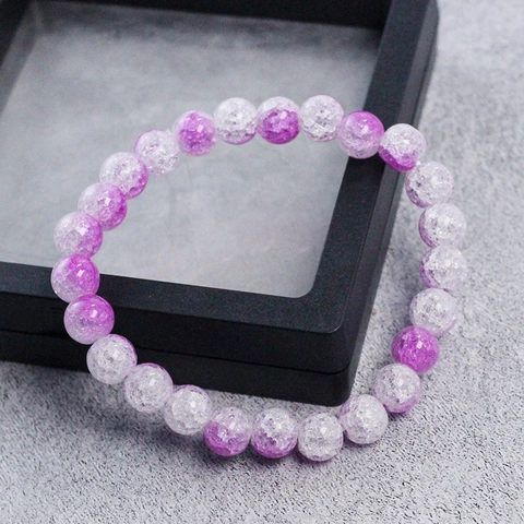 Trendy Ice Crackle Beads Artificial Crystal Bracelet Unisex Summer Style Handmade Elastic Beaded Bracelet Fashion Jewelry Gift