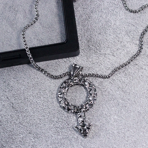 Juego de Collar con Colgante de Símbolo de Género Marte y Venus de Aleación Vintage para Parejas Joyería Punk de Metal Martillado