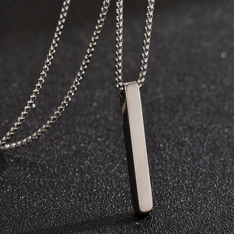 Minimalistische Edelstahl Bar Anhänger Halskette Für Herren Damen Geometrische Säule Säulenförmige Vertikale Hals Schmuck Geschenk