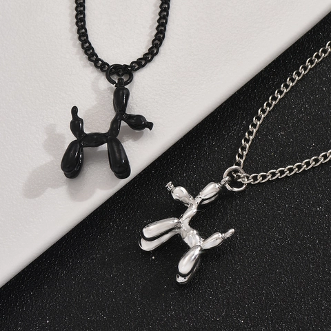Fashion Alloy Balloon Dog Pendant Necklace For Men Women Hip Hop Style Electroplated Animal Cartoon Sweater Chain Jewelry