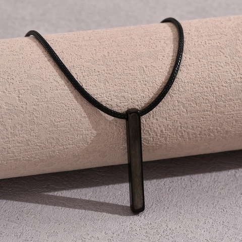 Collar con Colgante de Pilar Geométrico de Acero de Titanio Minimalista para Hombres Mujeres Unisex Joyería Galvanizada Accesorio Moderno