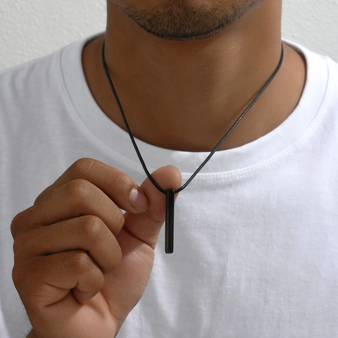 Collar con Colgante de Pilar Geométrico de Acero de Titanio Minimalista para Hombres Mujeres Unisex Joyería Galvanizada Accesorio Moderno