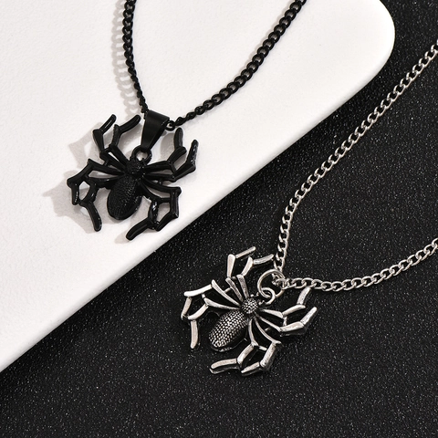 Gothic Spider Pendant Necklace Alloy Retro Halloween Jewelry Punk Streetwear Accessory For Men Women Daily Party Neckwear
