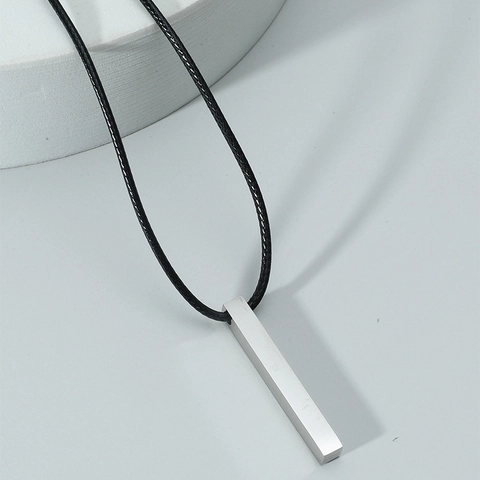 Minimalistische Edelstahl Bar Anhänger Halskette Geometrische Säule Schmuck Für Herren Damen Polierter Rechteckiger Anhänger