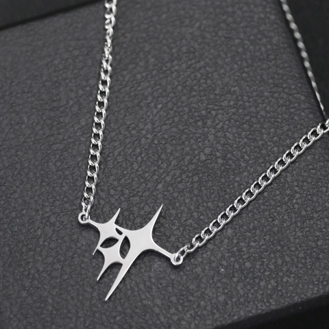 Collana con Pendente a Stella in Acciaio Inossidabile Punk Gothic per Uomo Donna Cyberpunk Y2K Moda Catena Curb Gioielli