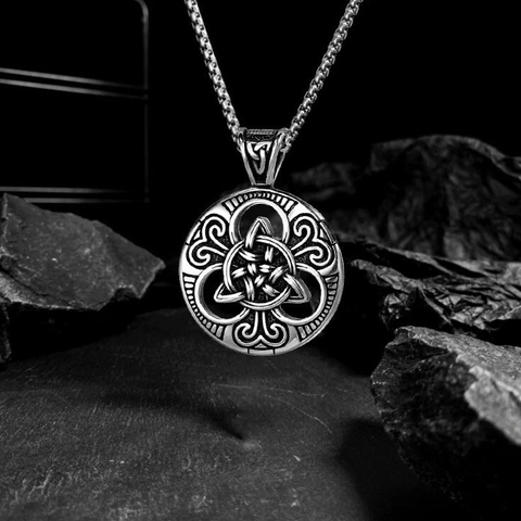 Vintage Keltischer Knoten Edelstahl Anhänger Halskette Retro Triquetra Rund Charm Kette Schmuck Für Damen Herren Geschenk
